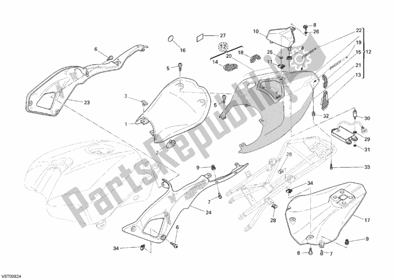 Wszystkie części do Siedzenie Ducati Superbike 1098 R USA 2009
